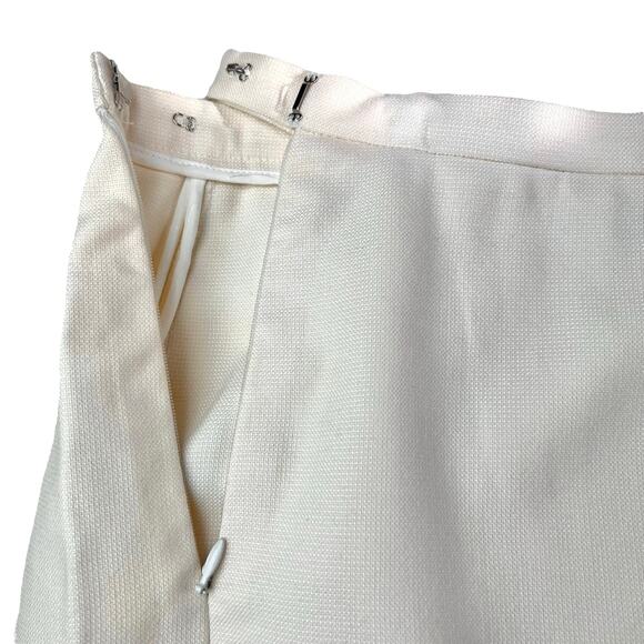 NWT Oscar de la Renta Ivory Wool Silk Pencil Skirt w/Wood Bead Trim Italy Sz 8 - Picture 3 of 9
